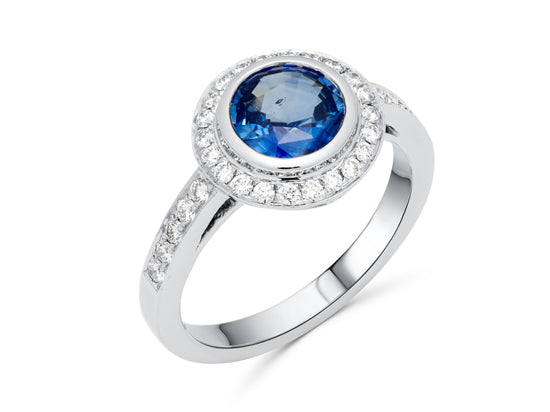 Sapphire Majestic Platinum Eye Ring