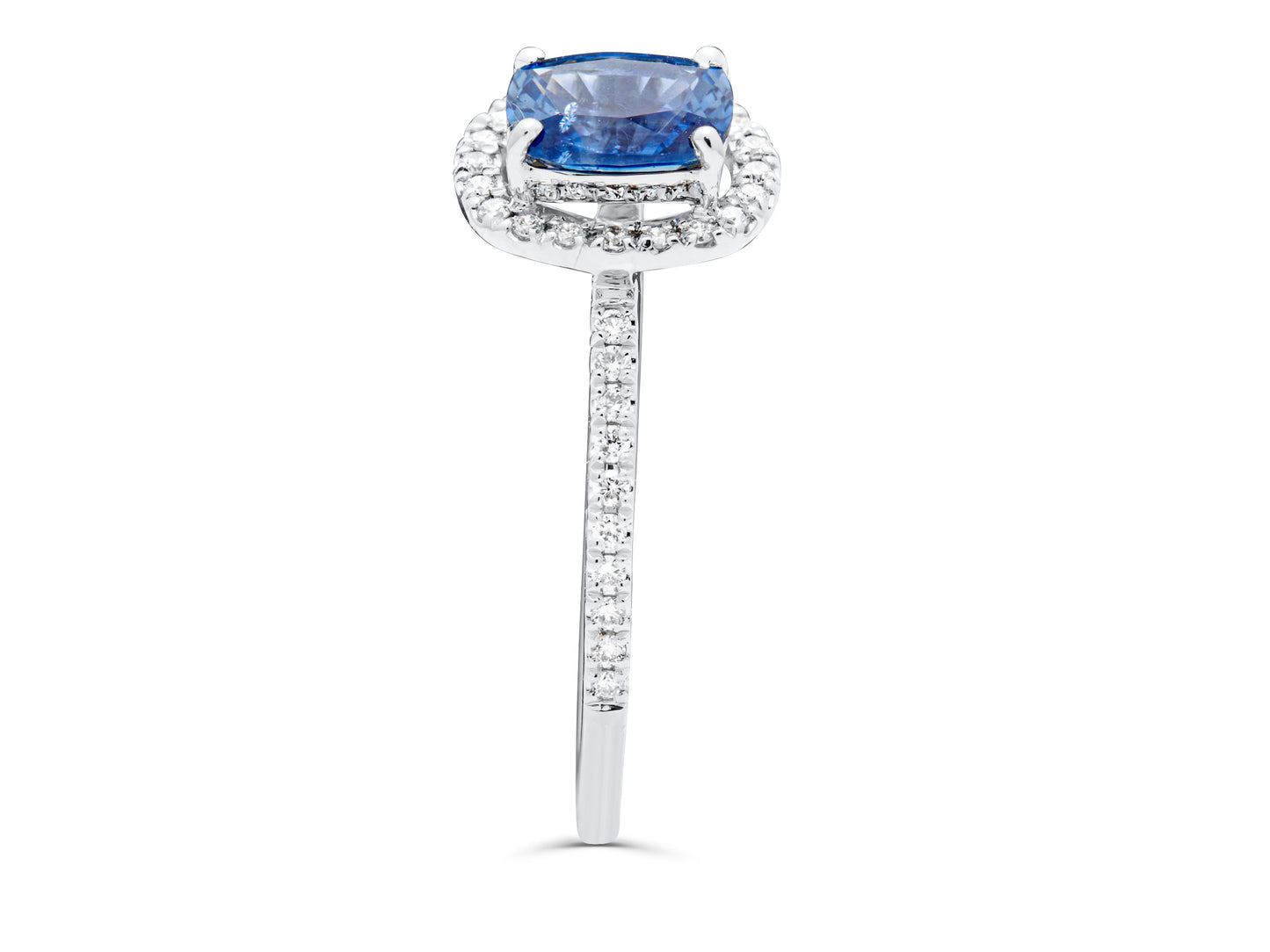 Sapphire Elongated Cushion Cut Platinum Ring