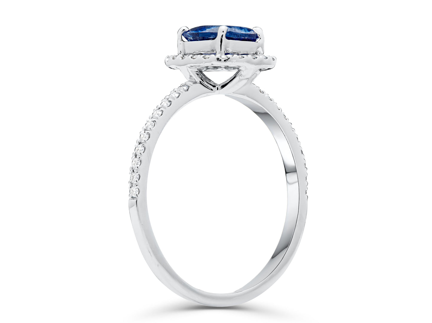 Sapphire Elongated Cushion Cut Platinum Ring