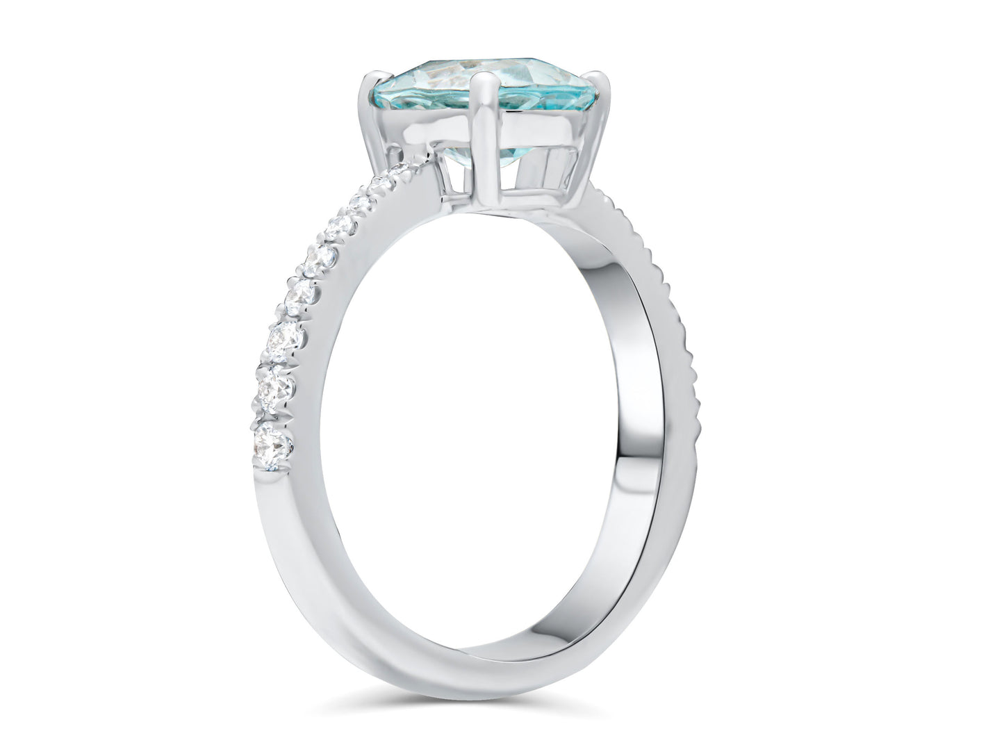 Aquamarine Oval Cut White Gold Cocktail Ring