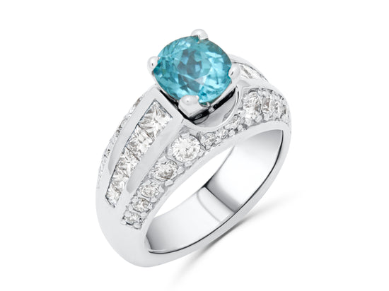 Blue Zircon Thick Cocktail Ring