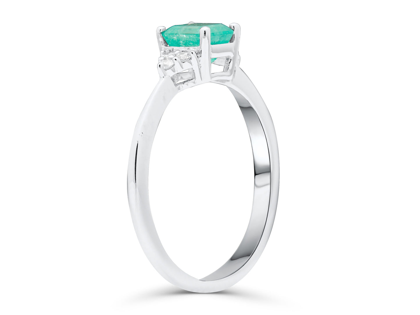 Emerald Petite Princess White Gold Ring